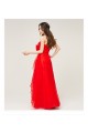 A-Line Strapless Beaded Long Red Prom Evening Formal Dresses ED011223