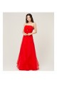 A-Line Strapless Beaded Long Red Prom Evening Formal Dresses ED011223