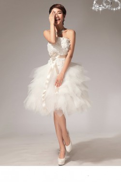 Strapless Short White Beaded Prom Evening Formal Dresses ED011225
