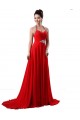 A-Line Halter Beaded Red Chiffon Prom Evening Formal Dresses ED011226