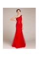 Trumpet/Mermaid One-Shoulder Beaded Long Red Prom Evening Formal Dresses ED011228