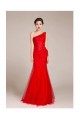 Trumpet/Mermaid One-Shoulder Beaded Long Red Prom Evening Formal Dresses ED011228
