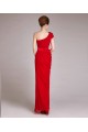 Sheath One-Shoulder Long Red Chiffon Prom Evening Formal Dresses ED011229