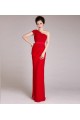 Sheath One-Shoulder Long Red Chiffon Prom Evening Formal Dresses ED011229