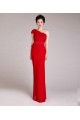 Sheath One-Shoulder Long Red Chiffon Prom Evening Formal Dresses ED011229