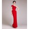Sheath One-Shoulder Long Red Chiffon Prom Evening Formal Dresses ED011229