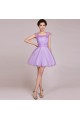 A-Line Cap-Sleeve Short Tulle Prom Evening Formal Bridesmaid Dresses ED011234