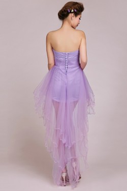 High Low Strapless Short Tulle Prom Evening Formal Bridesmaid Dresses ED011235