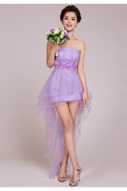 High Low Strapless Short Tulle Prom Evening Formal Bridesmaid Dresses ED011235