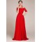 A-Line Off-the-Shoulder Half Sleeve Beaded Applique Long Red Chiffon Prom Evening Formal Dresses ED011239