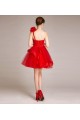 A-Line One-Shoulder Short Red Tulle Prom Evening Cocktail Dresses ED011240