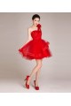 A-Line One-Shoulder Short Red Tulle Prom Evening Cocktail Dresses ED011240