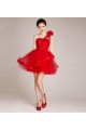 A-Line One-Shoulder Short Red Tulle Prom Evening Cocktail Dresses ED011240