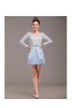 Short Long Sleeve Lace and Satin Prom Evening Formal Dresses ED011241