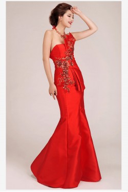 Trumpet/Mermaid Long Red Prom Evening Formal Dresses ED011243