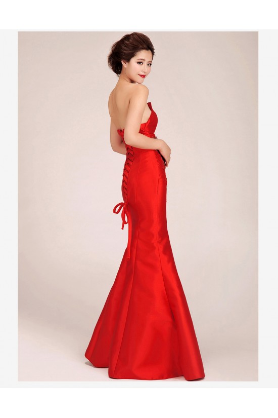 Trumpet/Mermaid Long Red Prom Evening Formal Dresses ED011243