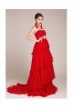 A-Line Strapless Beaded Long Red Chiffon Prom Evening Formal Dresses ED011245