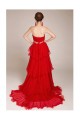 A-Line Strapless Beaded Long Red Chiffon Prom Evening Formal Dresses ED011245