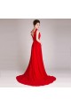 A-Line Beaded Long Red Chiffon Prom Evening Formal Dresses ED011247