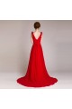 A-Line Beaded Long Red Chiffon Prom Evening Formal Dresses ED011247