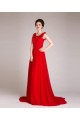 A-Line Beaded Long Red Chiffon Prom Evening Formal Dresses ED011247