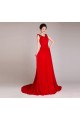 A-Line Beaded Long Red Chiffon Prom Evening Formal Dresses ED011247