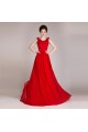 A-Line Beaded Long Red Chiffon Prom Evening Formal Dresses ED011247