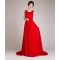 A-Line Beaded Long Red Chiffon Prom Evening Formal Dresses ED011247
