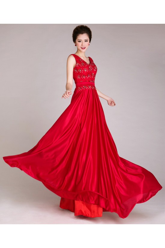 A-Line V-Neck Beaded Long Red Prom Evening Formal Dresses ED011248 A-Line V-Neck Beaded Long Red Prom Evening Formal Dresses ED011248