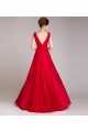 A-Line V-Neck Beaded Long Red Prom Evening Formal Dresses ED011248