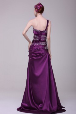 Long Purple Beaded One-Shoulder Prom Evening Formal Party Dresses ED010125