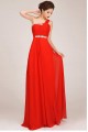A-Line One-Shoulder Beaded Long Red Chiffon Prom Evening Formal Dresses ED011253