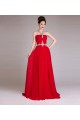 A-Line Halter Beaded Long Red Chiffon Prom Evening Formal Dresses ED011256