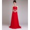A-Line Halter Beaded Long Red Chiffon Prom Evening Formal Dresses ED011256