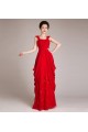 Sheath/Column Straps Sleeveless Long Red Chiffon Prom Evening Formal Dresses ED011257