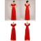 A-Line Beaded Long Red Chiffon Prom Evening Formal Dresses ED011258