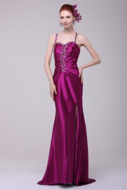 Long Purple Beaded Spaghetti Strap Prom Evening Formal Party Dresses ED010126
