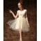 A-Line V-Neck Short Tulle Prom Evening Bridesmaid Dresses ED011264