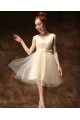 A-Line V-Neck Short Tulle Prom Evening Bridesmaid Dresses ED011264