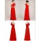 A-Line One-Shoulder Long Red Chiffon Prom Evening Formal Dresses ED011266