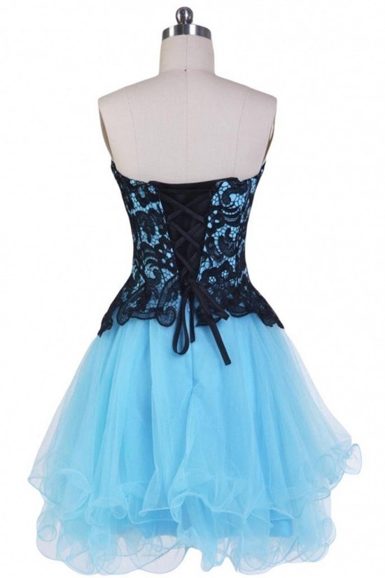 Modest Sweetheart Short Black Blue Prom Evening Cocktail Dresses ED011267