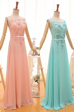 A-Line Lace and Chiffon Prom Evening Formal Dresses ED011274