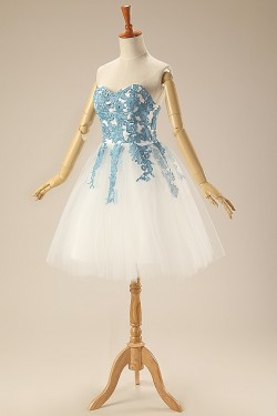 A-Line Strapless Short Prom Evening Formal Dresses ED011275