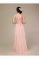 A-Line Beaded Applique Long Pink Chiffon Prom Evening Formal Dresses ED011278