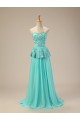 A-Line Sweetheart Beaded Long Blue Chiffon Prom Evening Formal Dresses ED011279