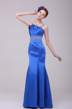 Trumpet/Mermaid Beaded Long Blue Prom Evening Formal Party Dresses ED010128