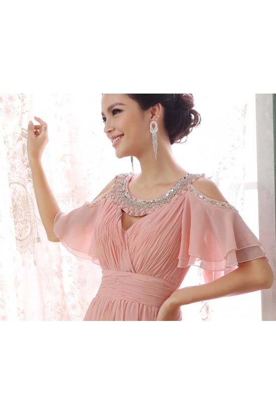 A-Line Beaded Long Pink Chiffon Prom Evening Formal Dresses ED011284 A-Line Beaded Long Pink Chiffon Prom Evening Formal Dresses ED011284