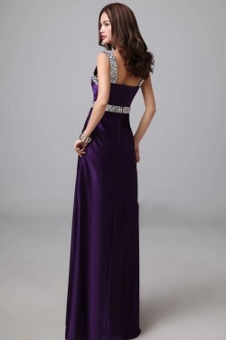 A-Line Beaded Long Purple Prom Evening Formal Dresses ED011285