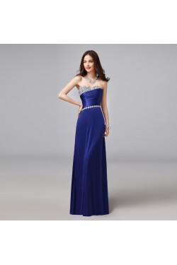 A-Line Sweetheart Beaded Long Blue Prom Evening Formal Dresses ED011287