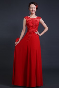 A-Line Beaded Applique Long Purple Chiffon Prom Evening Formal Dresses ED011289